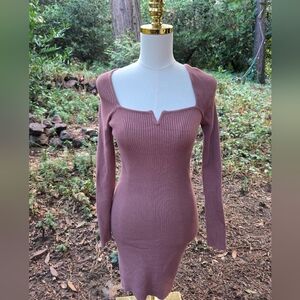 Abercrombie And Fitch Elegant Pink Ribbed Knit‎ Dress
